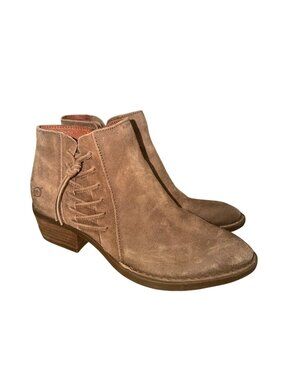 Born Bessie F36455 Brown Suede Leather Side Zip Western Ankle Boot Womens 8.5M